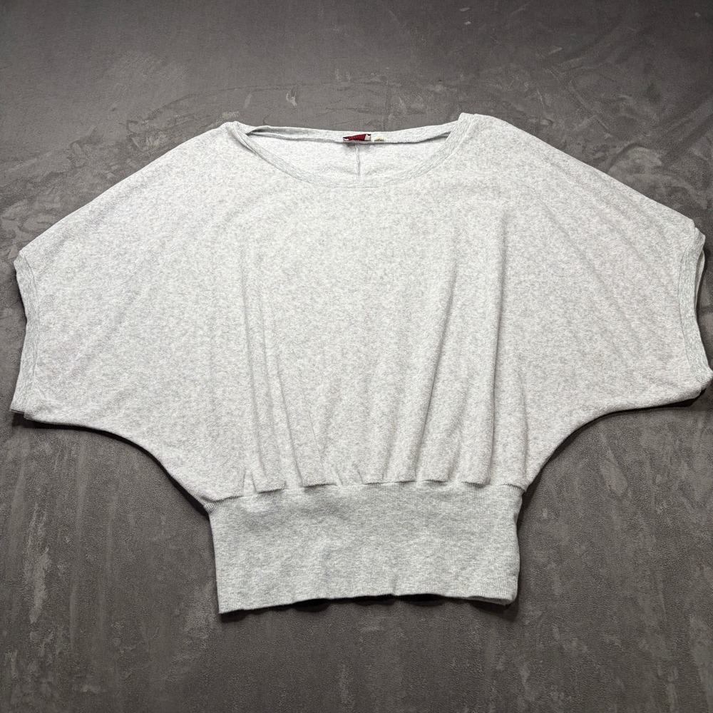 Anthropologie Postmark Top Womens M Gray Dolman Short Sleeve Cropped Terry Knit